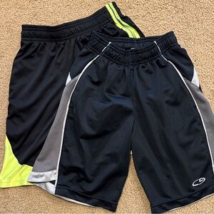 Lot of 2 Boys Champion Basketball Shorts, Size 6/7- Black/Bright Green/Grey